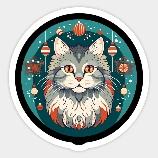 Norwegian Forest Cat Xmas Ornament, Love Cats Sticker by logiamerch